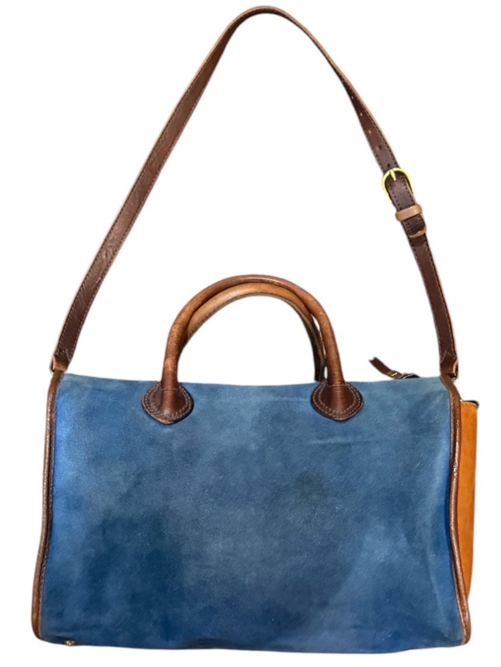 Vintage 1937 Accessories Blue Suede Leather Doctor Satchel Bag